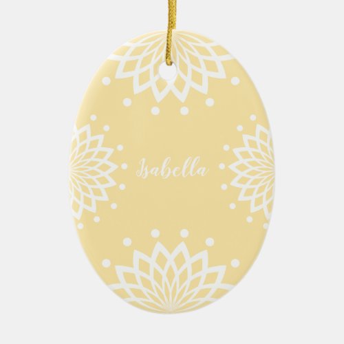 Personalizable Cream White Simple Vintage Easter Ceramic Ornament