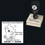 Personalizable Cute Cat Save the Date  Rubber Stamp<br><div class="desc">The cute smiling cat with save the date rubber stamp. Customizable names,  date,  and address to suit your needs.</div>