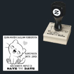 Personalizable Cute Cat Save the Date  Rubber Stamp<br><div class="desc">The cute smiling cat with save the date rubber stamp. Customizable names,  date,  and address to suit your needs.</div>