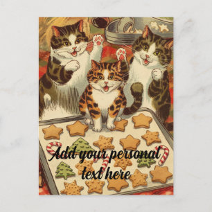 Personalizable cute cats baking Christmas Postcard