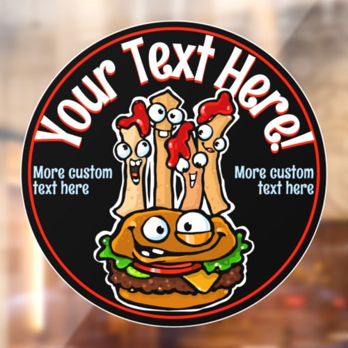 Personalizable Cute Fast Food Grill Burger Fries  Window Cling