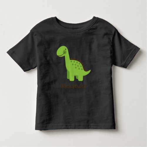 Personalizable Cute Green Dinosaur Toddler T_shirt