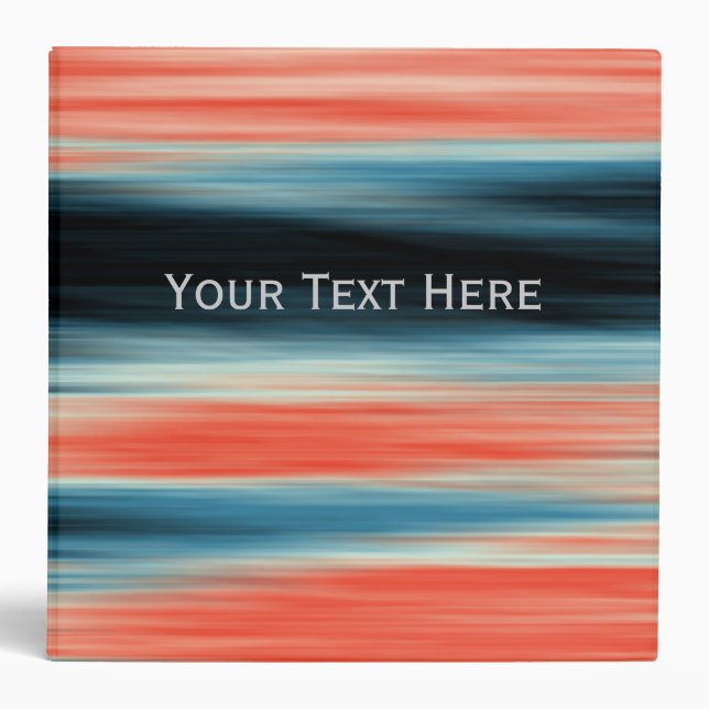 Personalizable Cute Trendy Orange Red Blue Stripes 3 Ring Binder (Front)