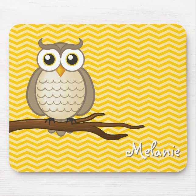 Personalizable Cute Wise Owl | Mousepad (Front)