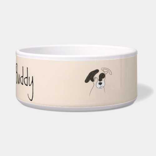 Personalizable Dog One Line Art with Color Bowl