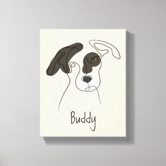Personalizable Dog One Line Art with Color Canvas Print