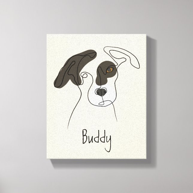 Personalizable Dog One Line Art with Color Canvas Print (Front)