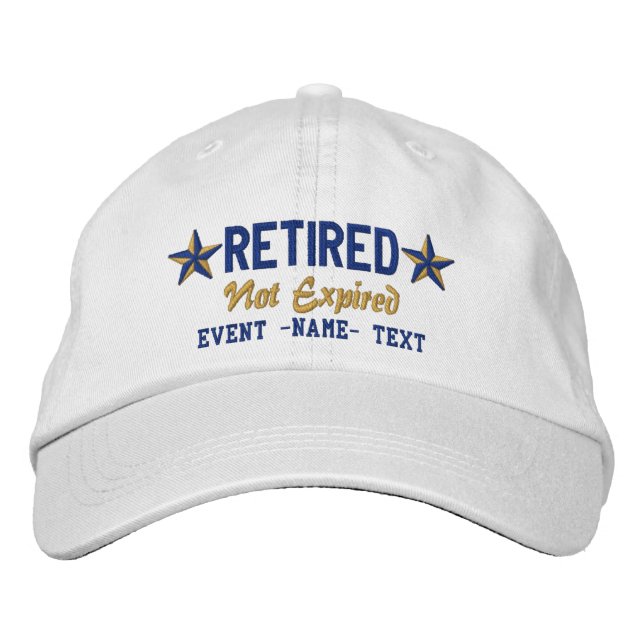 Personalizable Edit Text Happy Retirement Embroidered Baseball Cap (Front)