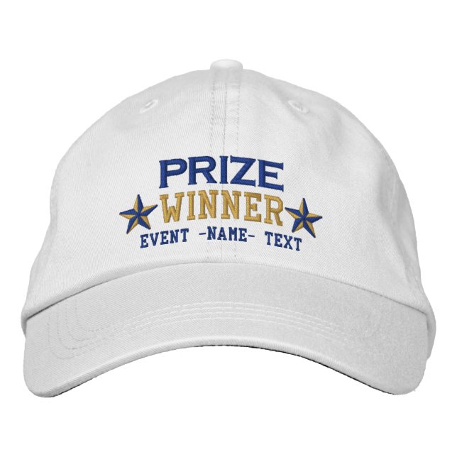 Personalizable Edit Text Prize Winner Embroidery Embroidered Baseball Cap (Front)