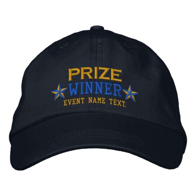Personalizable Edit Text Prize Winner Embroidery Embroidered Baseball Hat (Front)