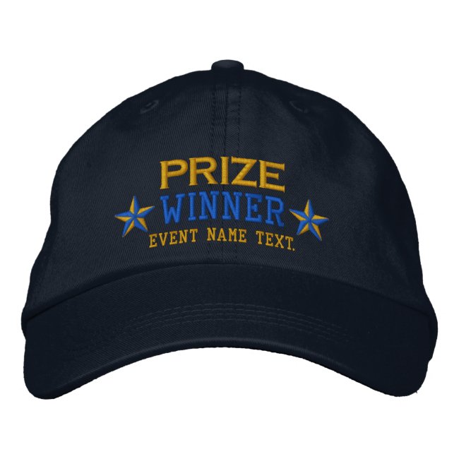 Personalizable Edit Text Prize Winner Embroidery Embroidered Baseball Hat