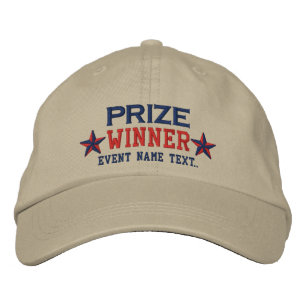 Personalizable Edit Text Prize Winner Embroidery Embroidered Baseball Hat
