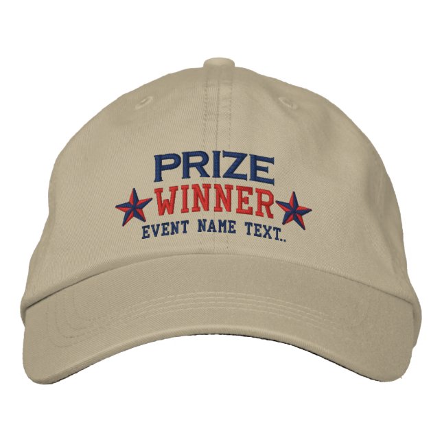 Personalizable Edit Text Prize Winner Embroidery Embroidered Baseball Hat (Front)