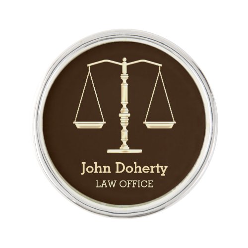 Personalizable  Elegant Gold Scales of Justice Lapel Pin