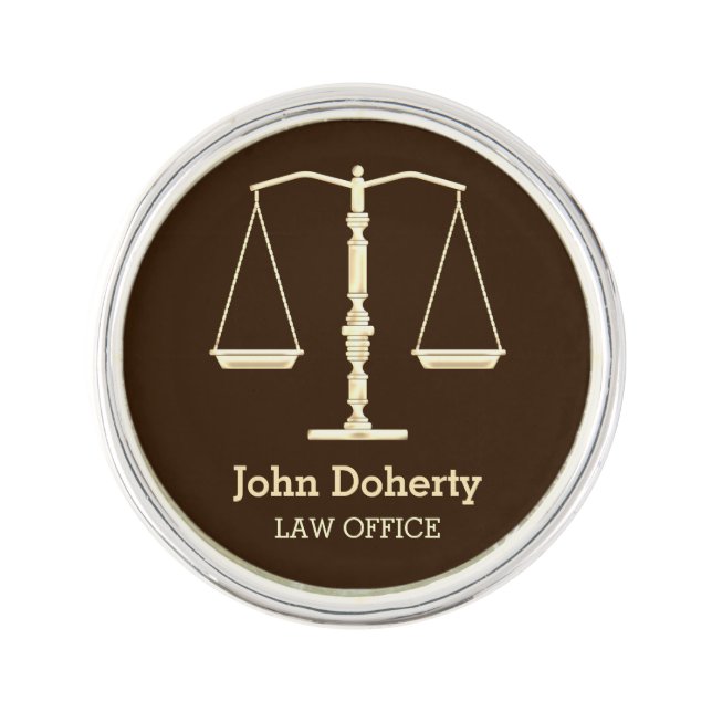 Personalizable | Elegant Gold Scales of Justice Lapel Pin (Front)