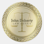 Personalizable Elegant Golden Scales of Justice Classic Round Sticker