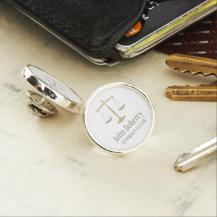 Personalizable   Elegant Golden Scales of Justice Lapel Pin