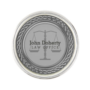 Personalizable Elegant Gray Scales of Justice Pin