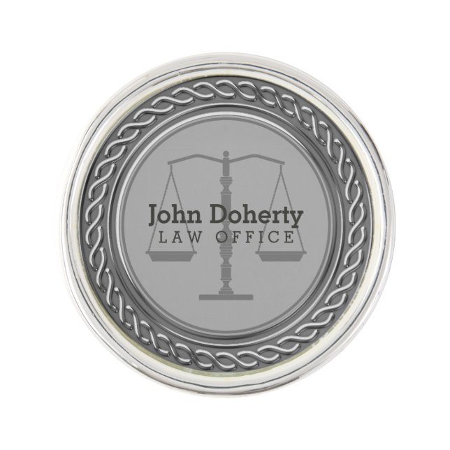 Personalizable Elegant Gray Scales of Justice Pin (Front)