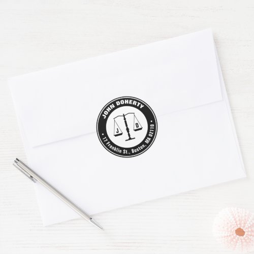 Personalizable Elegant  Scales of Justice Classic Classic Round Sticker