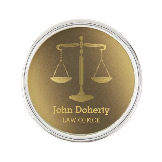 Personalizable | Elegant Scales of Justice Lapel Pin (Front)