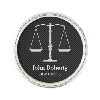 Personalizable | Elegant Silver Scales Of Justice Lapel Pin by wierka at Zazzle