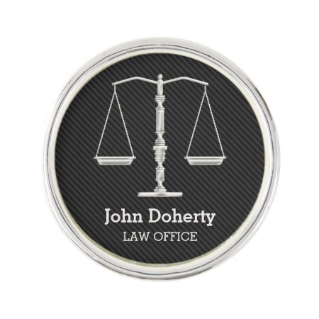 Personalizable | Elegant Silver Scales Of Justice Lapel Pin