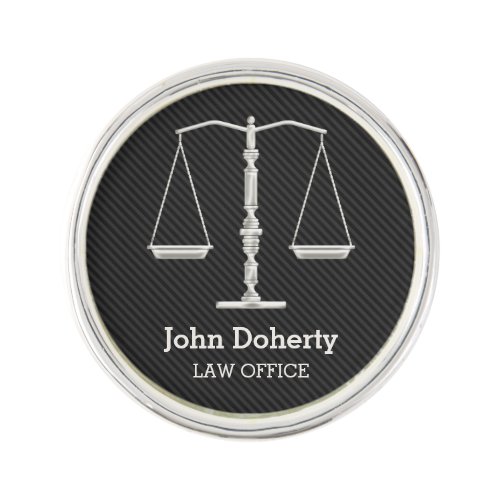 Personalizable  Elegant Silver Scales of Justice Lapel Pin