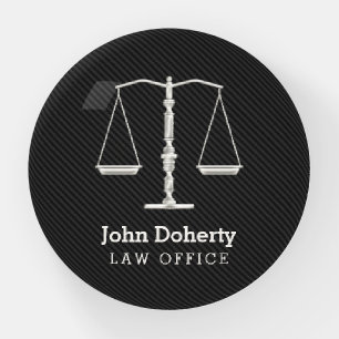 Personalizable Elegant Silver Scales of Justice Paperweight