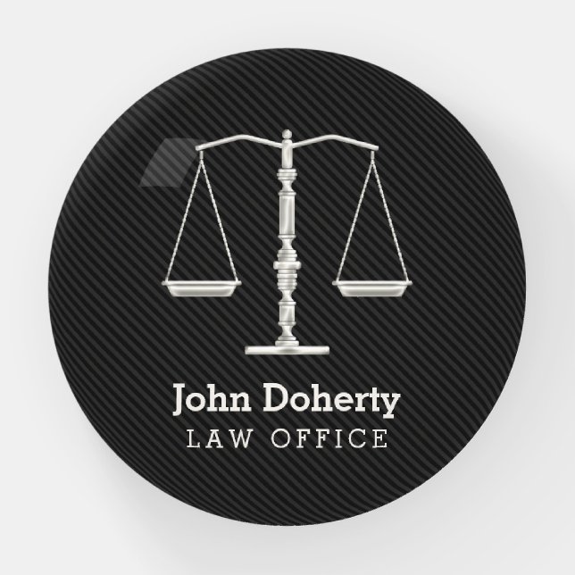 Personalizable | Elegant Silver Scales of Justice Paperweight (Front)