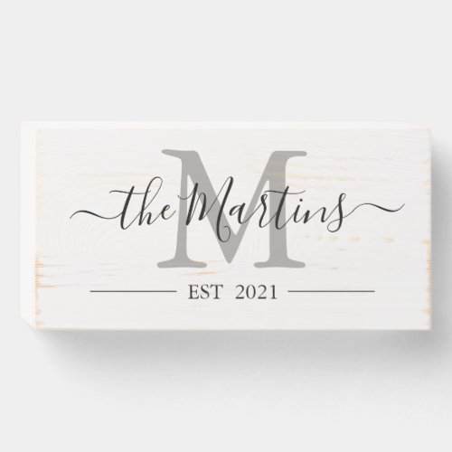 Personalizable Family Name Elegant Calligraphy Wooden Box Sign