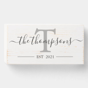 Personalizable Family Name Elegant Calligraphy Wooden Box Sign