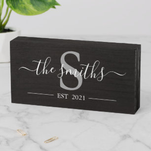 Personalizable Family Name Elegant Calligraphy Wooden Box Sign