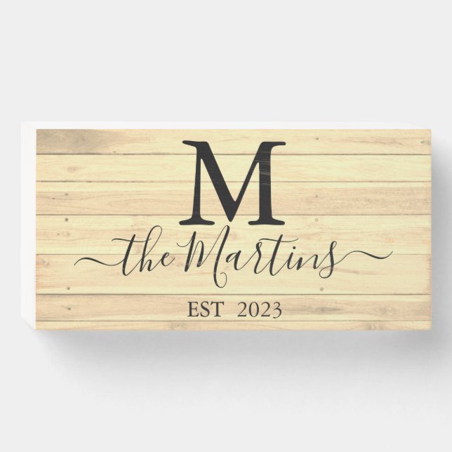 Personalizable Family Name Rustic Wooden Box Sign (Front Horizontal)