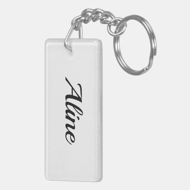 personalizable First Name Aline black and white Keychain (Back Right)