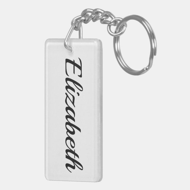 personalizable first name Elizabeth black white Keychain (Back Right)