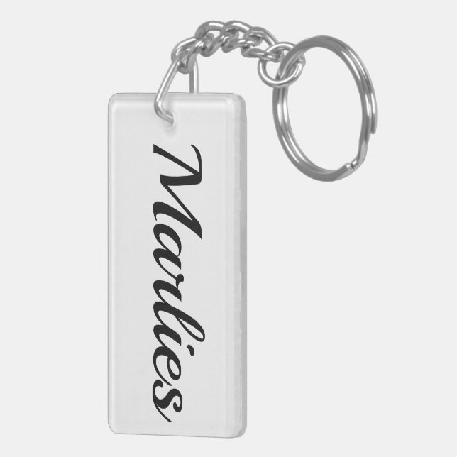 personalizable first name Marlies black and white Keychain (Back Right)
