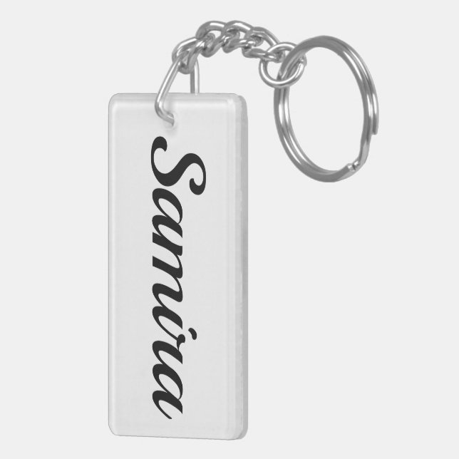 personalizable first name Samira black white Keychain (Back Right)