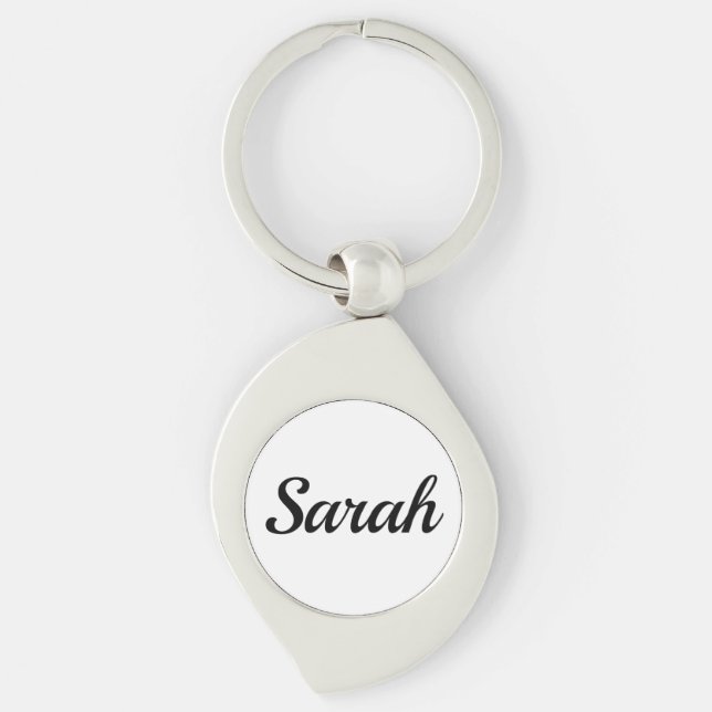 personalizable first name Sarah black and white Keychain (Front)
