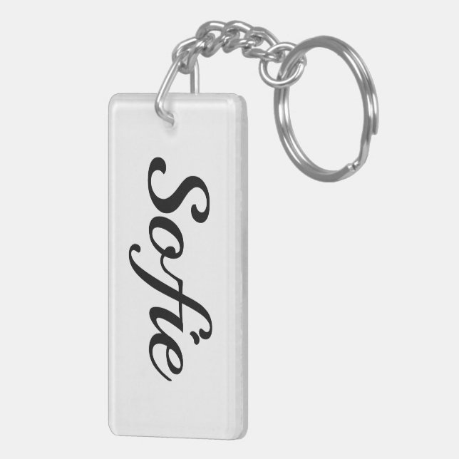 personalizable first name Sofie black and white Keychain (Back Right)