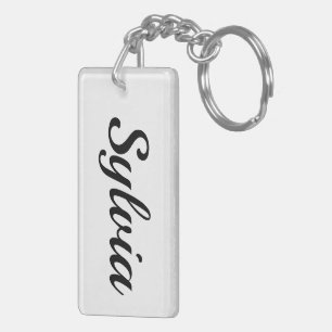 personalizable first name Sylvia black and white Keychain
