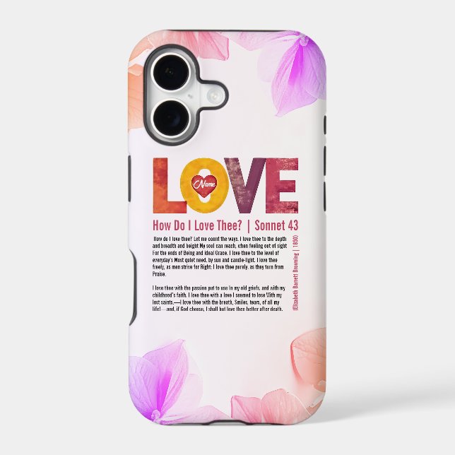 Personalizable Floral Petals Sonnet 43 Valentine's Case-Mate iPhone Case (Back)