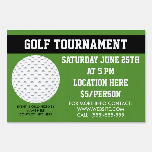 Personalizable Golf Tournament Template Yard Sign (Front)