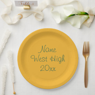 Personalizable Green Gold Class of 2025 Graduation Paper Plates