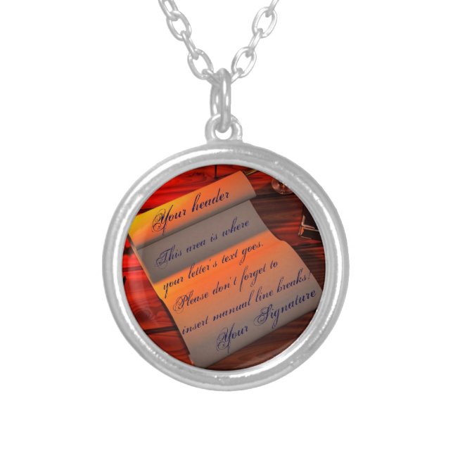 Personalizable Handwritten Letter Silver Plated Necklace (Front)