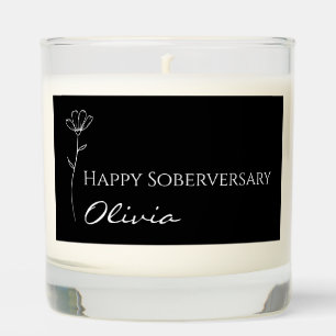 Personalizable Happy Soberversary Custom Name Scented Candle