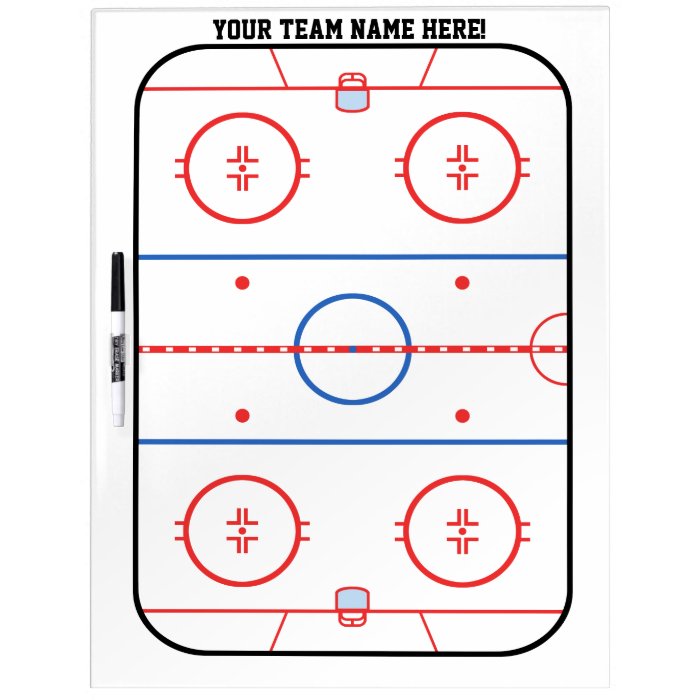 Personalizable Hockey Rink Game Planner Dry Erase Whiteboard