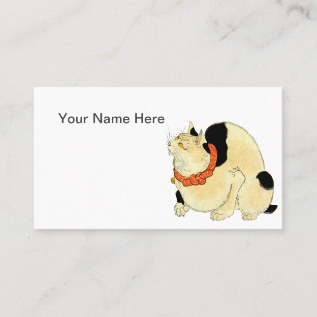Personalizable Japanese Bobtail Cat Business Card (Front)