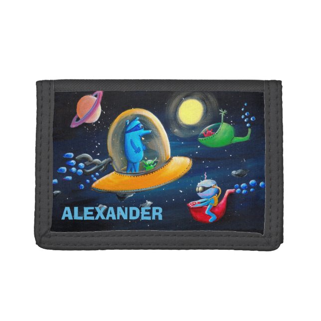 Personalizable Kids Wallet | Funny Aliens Wallet (Front)