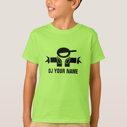 Personalizable lime green DJ t shirt for kids
